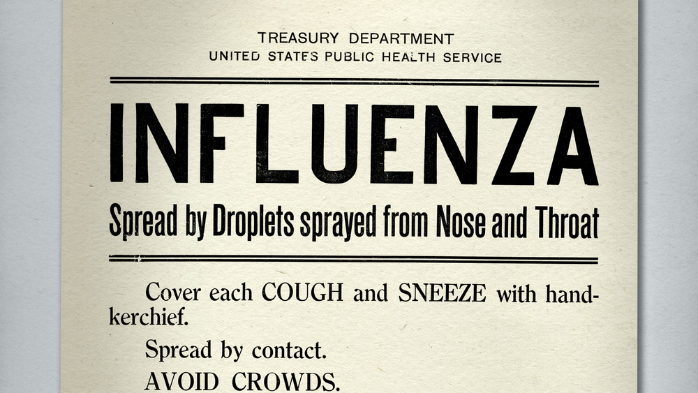 Rules to reduce the spread of Spanish flu posting by the US Public Health Service.