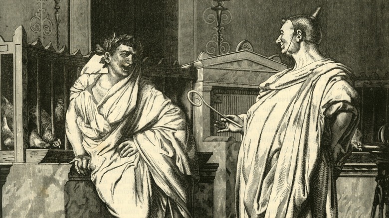 Illustration laughing Roman senators