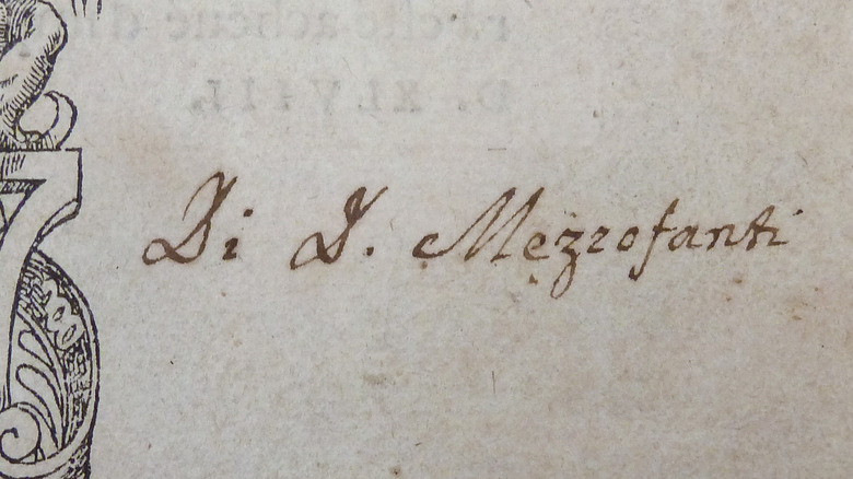 Signature of Cardinal Giuseppe Gasparo Mezzofanti.