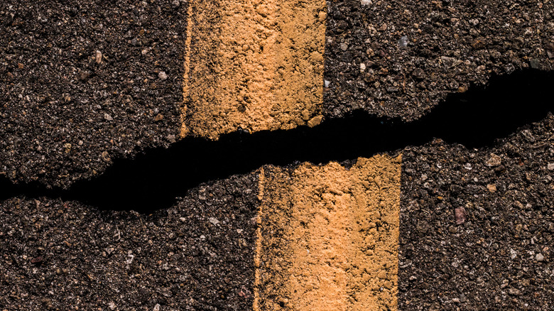 A road after an earthquake