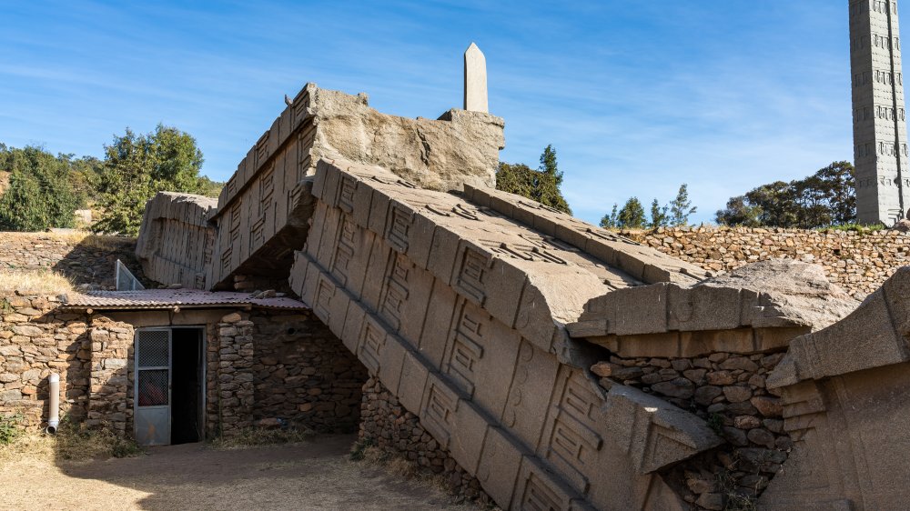 The stele of Aksum, famous obelisks in Aksum, Ethiopia, UNESCO World Heritage site