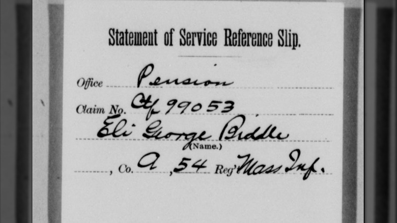 Eli George Biddle pension slip