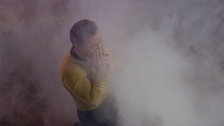 Captain Kirk being overcome by smoke in Star Trek