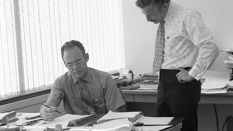 Gordon Moore and a colleague in 1970.