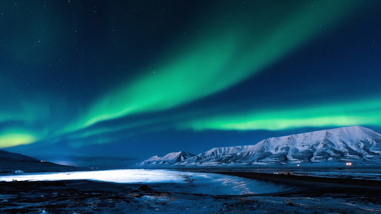 Aurora borealis in Svalbard, Norway
