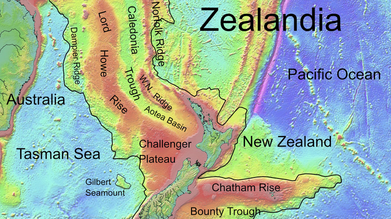 Zelandia underwater topographical map
