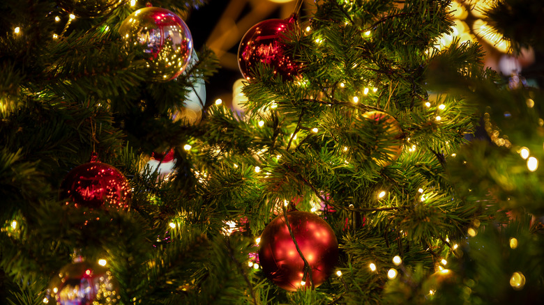 Christmas ornaments on tree