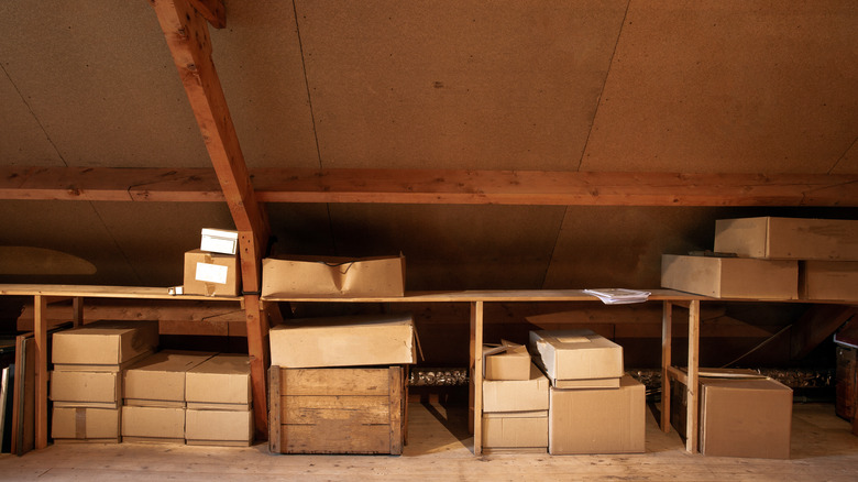 attic with boxes