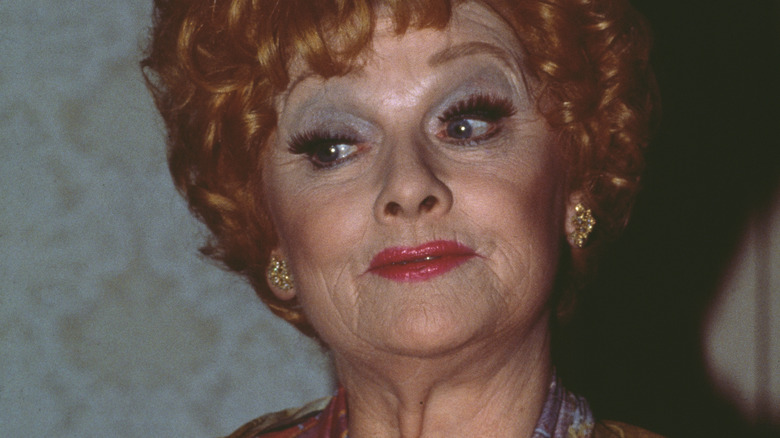 Lucille Ball in 1982 looking down