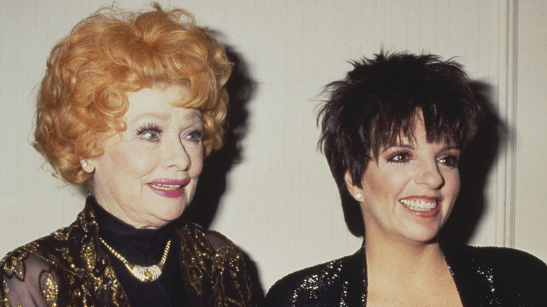 Lucille Ball with Liza Minelli smiling 