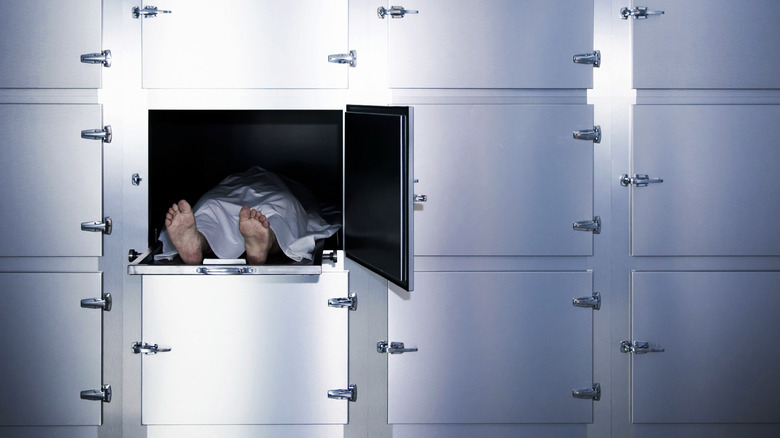 corpse in morgue freezer