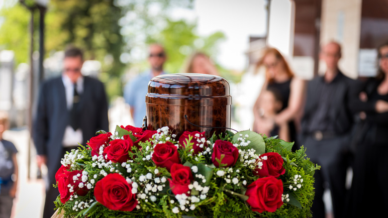 A funeral with family members