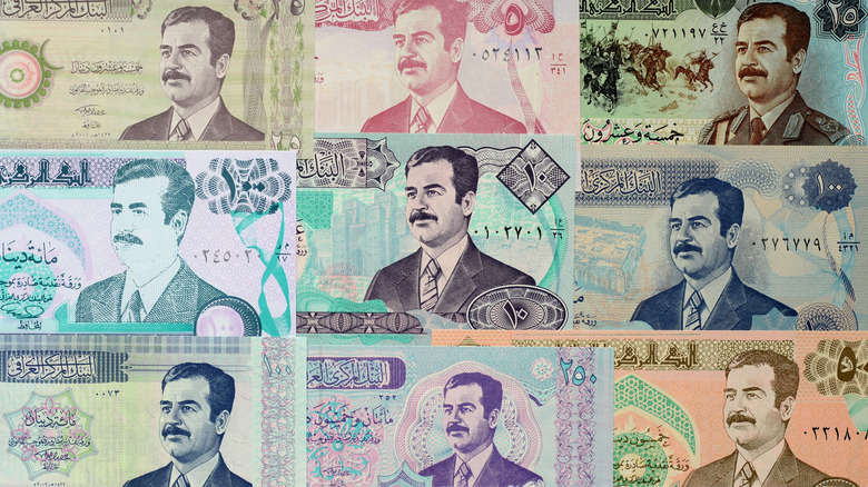 Saddam Hussein on Iraqi money