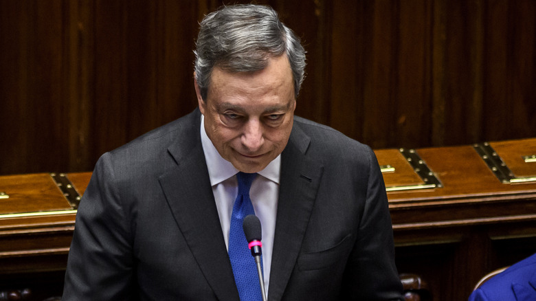 Mario Draghi speaks to parliament