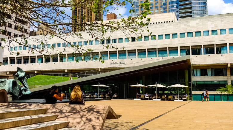 Juilliard School building students outside