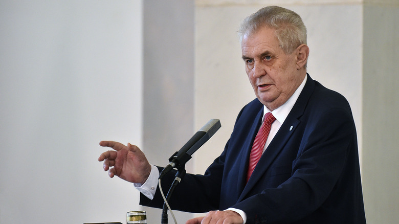 Milos Zeman giving a speech