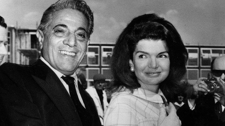 Aristotle and Jackie Kennedy Onassis smiling