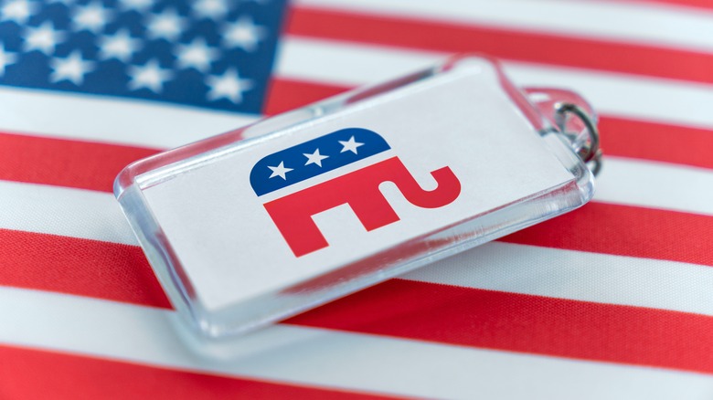 the republican elephant on an american flag