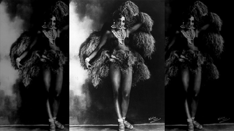 Josephine Baker in feathered costume