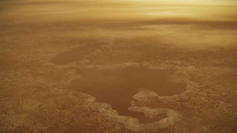 Artist's impression of the raised rims around Titan's seas.