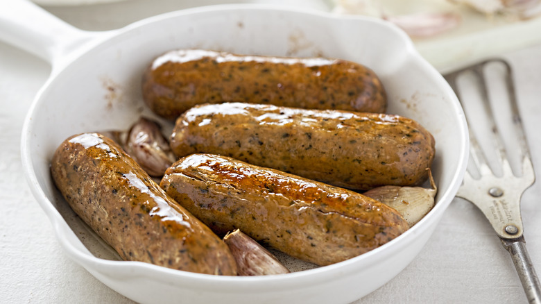 Fried sausages made from mycoprotein