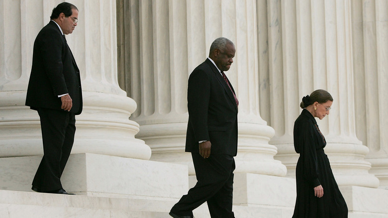 Scalia w/ Thomas and Ginsburg walking down steps