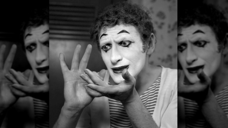 Marcel Marceau miming in face paint