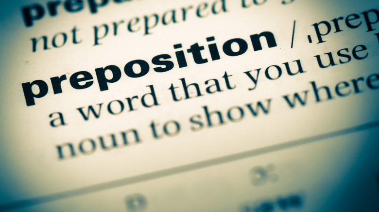 Word "preposition" in dictionary 