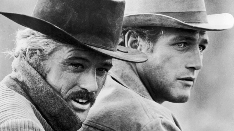 Robert Redford and Paul Newman pose in film publicity still