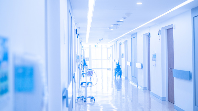 Empty hospital hallway