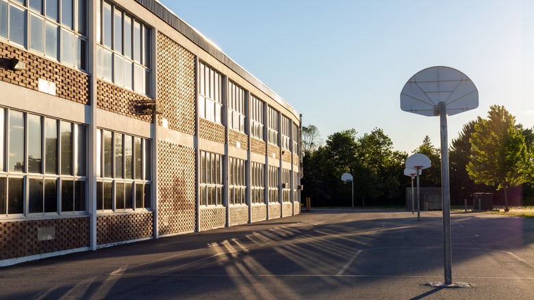 Empty school and playground