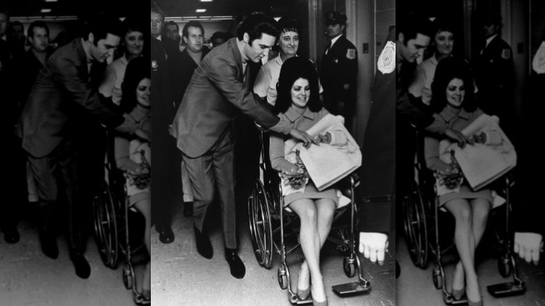 The Presley family leave the hospital