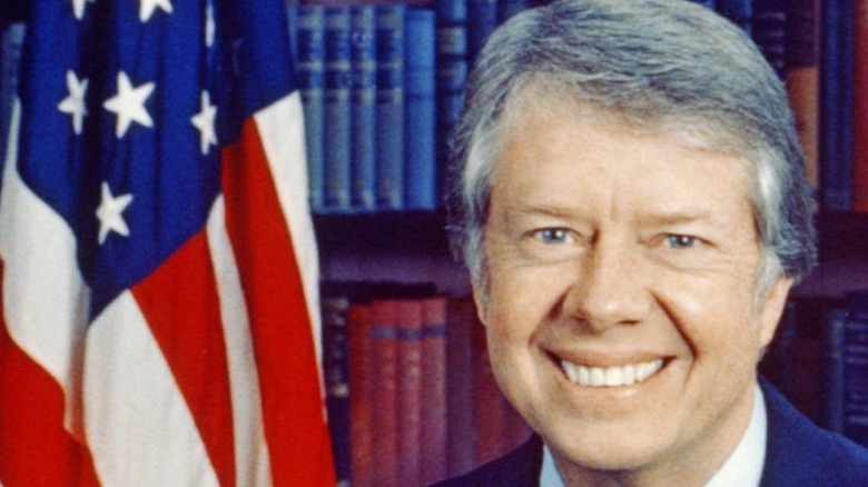 jimmy carter in front of American flag