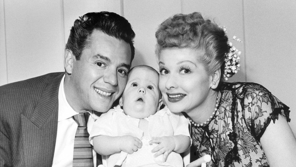 Lucille Ball and Desi Arnaz with Desi Jr.