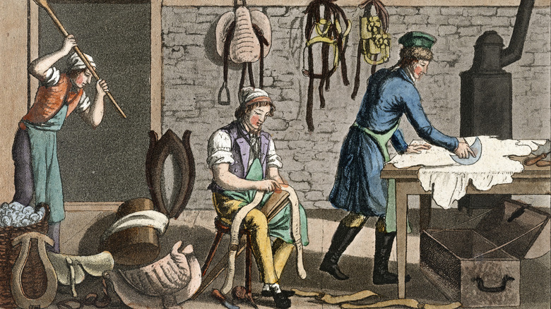 Illustration of saddle makers