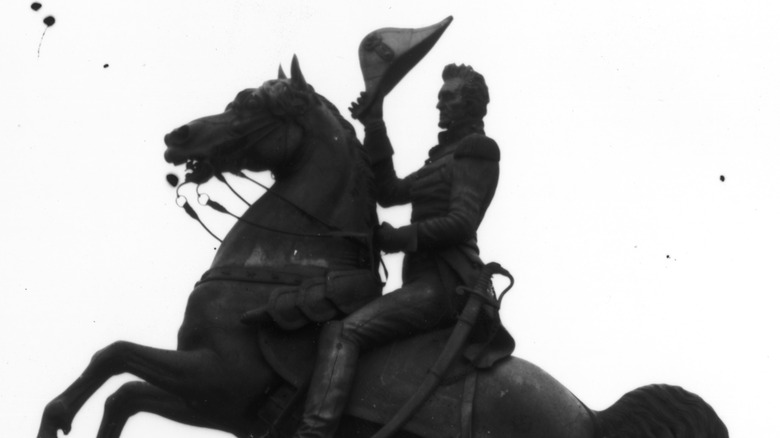 Statue of Andrew Jackson on horseback