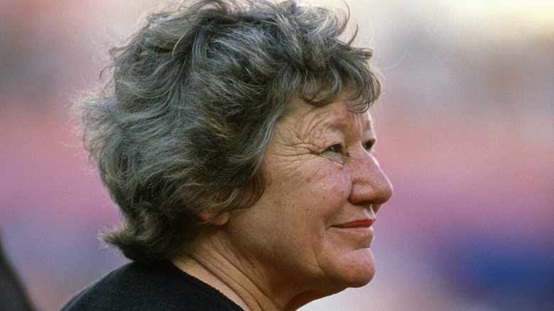 Marge Schott smiles