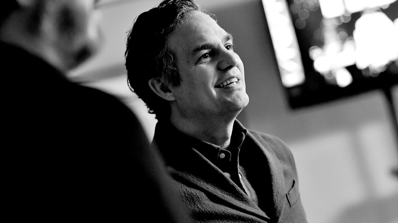 Mark Ruffalo headshot black and white