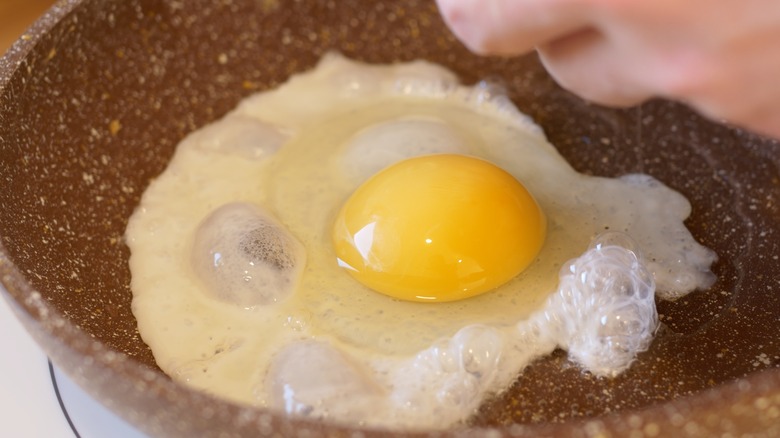 an egg frying 