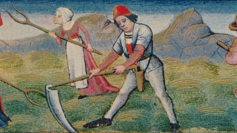 medieval peasants working
