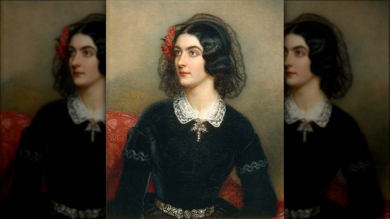 A portrait of the beautiful Lola Montez wearing a black dress, by Karl Joseph Stieler 