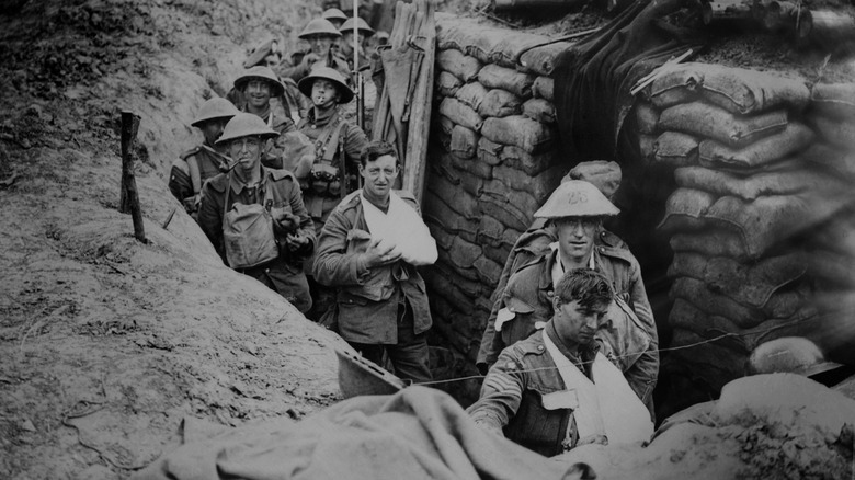 British soldiers in trench, WWI