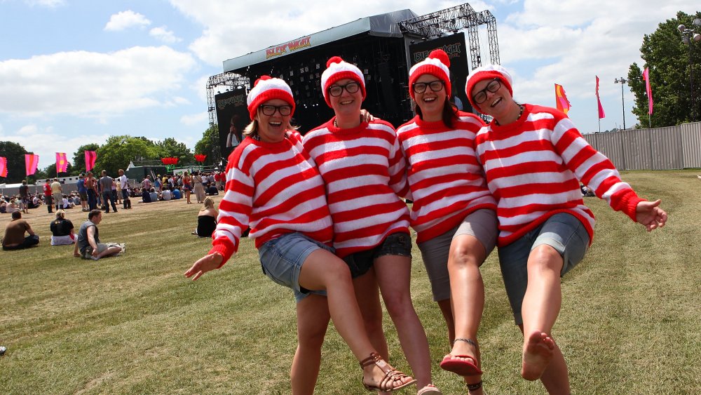 Festival goers dressed as Waldo