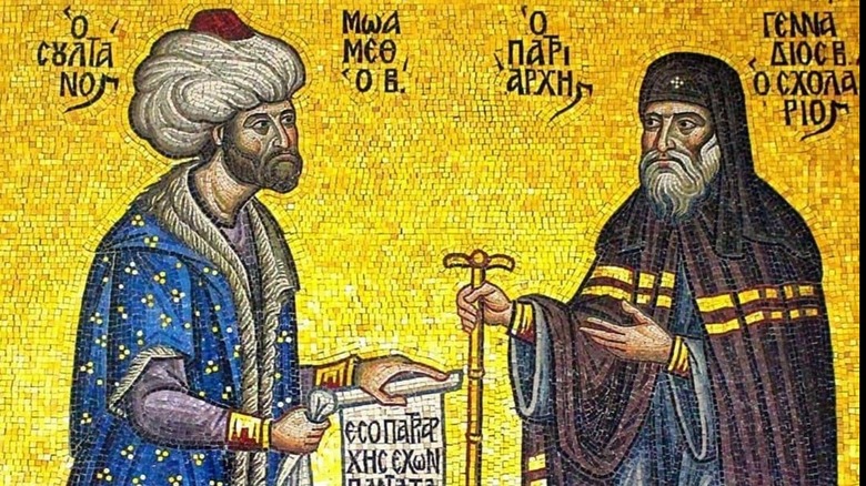 mosaic of Gennadios and Mehmet II