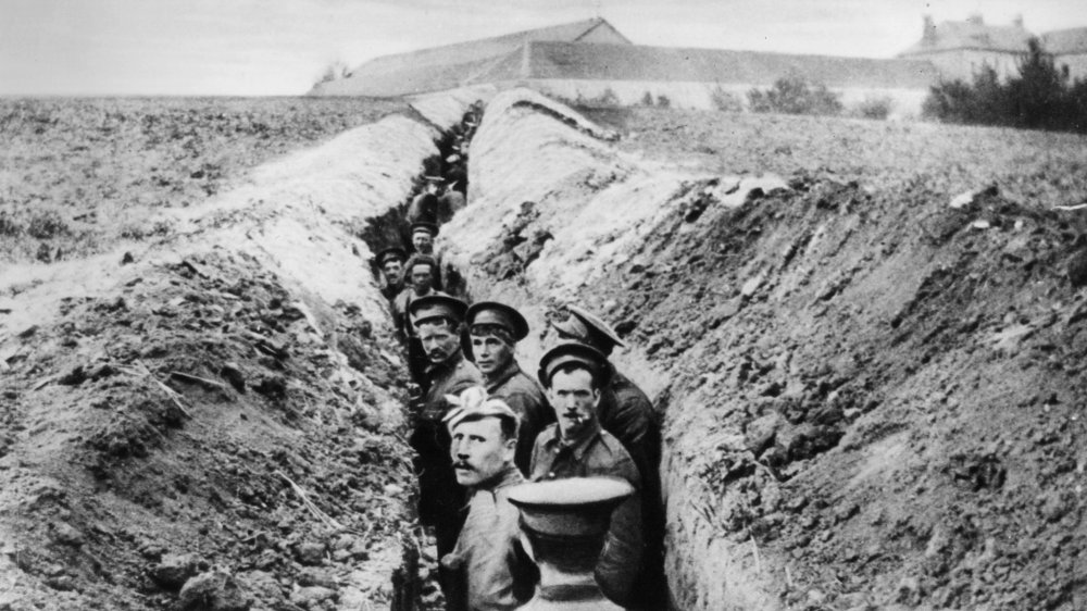 Soldiers in trench during World War I