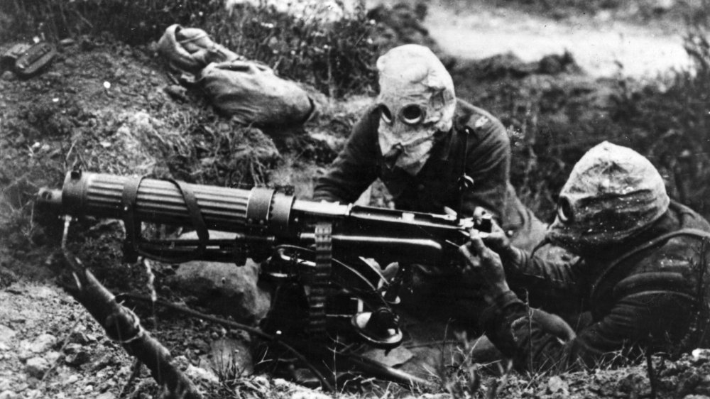 British soldiers in gas masks during World War I