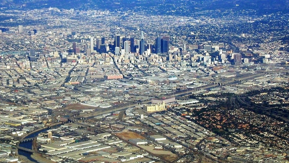 aerial view of Los Angeles River