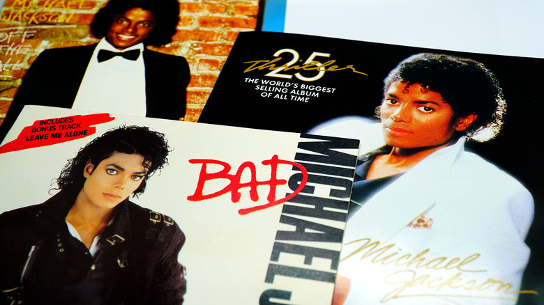 Michael Jackson album covers Off The Wall Bad and Thriller