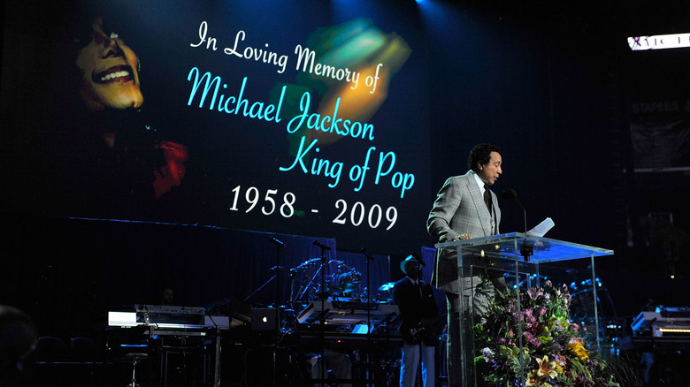 Smokey Robinson speaking at Michael Jackson's memorial