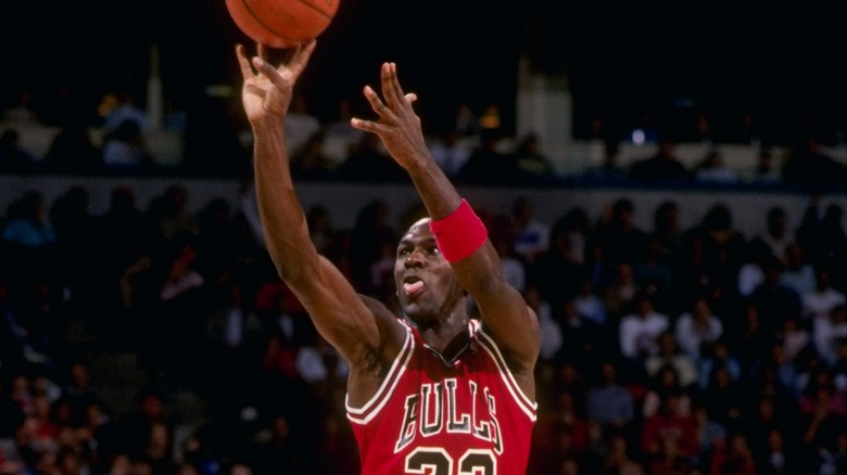 Michael Jordan shooting a three-pointer